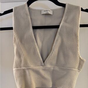 Babaton Ivory Ribbed Crop Top